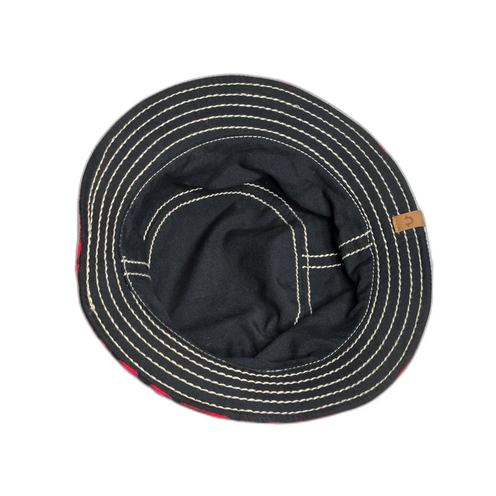 True Religion Buffalo Plaid Reversible Bucket Hat | Unisex OSFM | Red Black